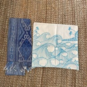 OCEAN WAVE PILLOW CASE & BALI TAPESTRY RUNNER BUNDLE